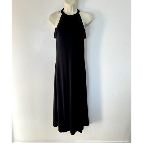 Lauren Ralph Lauren Dresses & Skirts - Lauren Ralph Lauren Black Midi Dress Size Large L Halter Gem Evening Formal